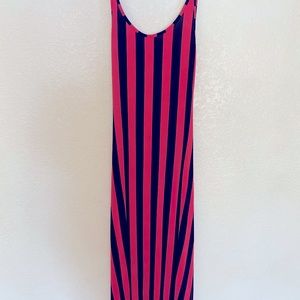 Hot pink/ borderline red and black backless summer dress